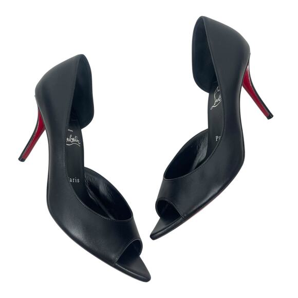 Christian Louboutin Open Apostropha 80 d'Orsay Leather Pump Black Size 38 - Picture 7 of 13